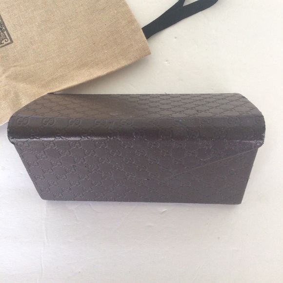 GUCCI BROWN MONOGRAM LEATHER GLASSES CASE - Picture 5 of 16